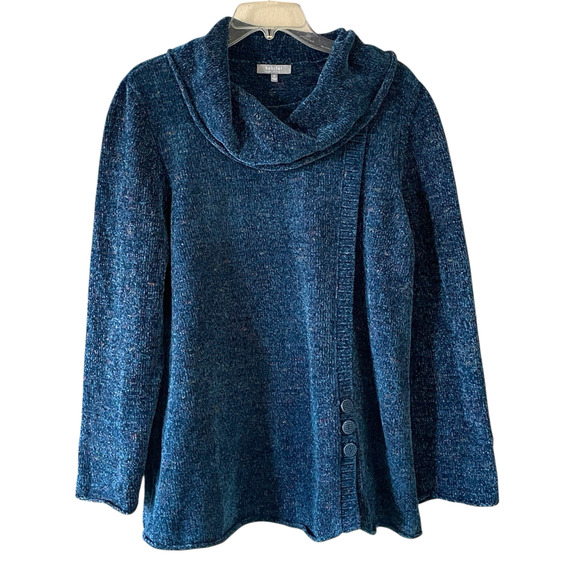 HABITAT Women Size XL Blue Cowl Neck Oversized Pullover Long Sleeve Knit Sweater - Picture 1 of 8